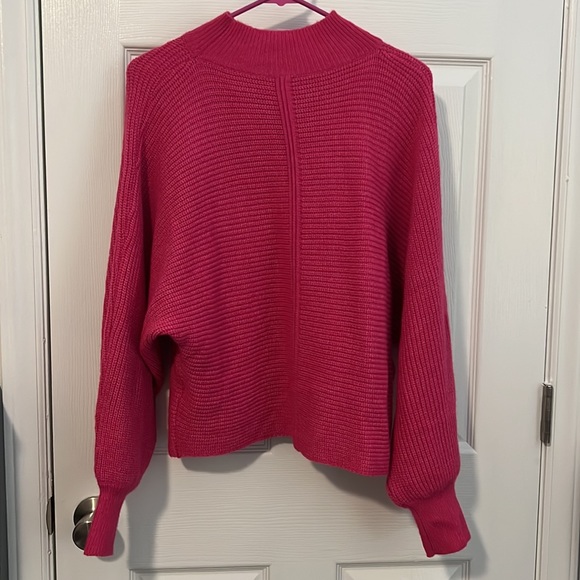 Hot Pink Rib-Knit Bat Wing Sleeve Sweater - Picture 5 of 10